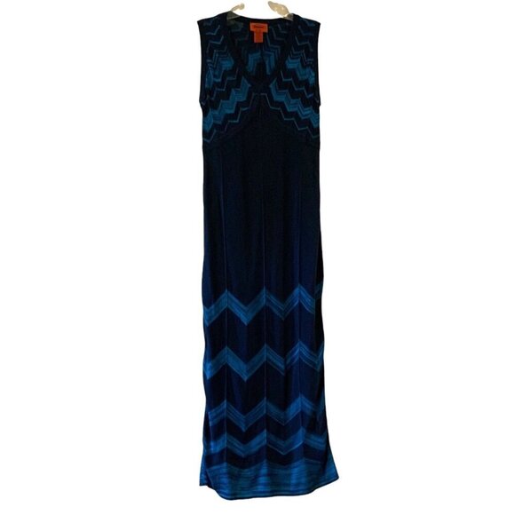 Missoni For Target 2011 Womens Maxi Dress Size Medium Blue Chevron Knit V Neck - Picture 1 of 7